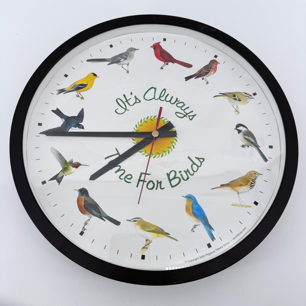 Pegasus Telesis Group Wall Clock Home Decor Bird Illustrations Plastic White